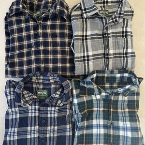 American Eagle Outfitters Men's Plaid Flannel Shirt - Blue, Gray, Green